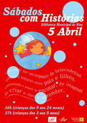 Cartaz S&aacute;bados com Hist&oacute;ria Abril
