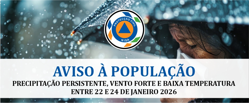 Aviso à população - Precipitação persistente, vento forte e baixa temperatura aviso janeiro