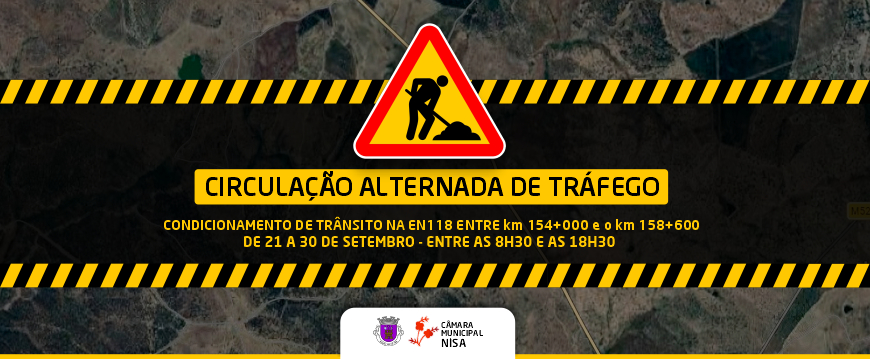 Circulação alternada de tráfego na EN18 site AVISO